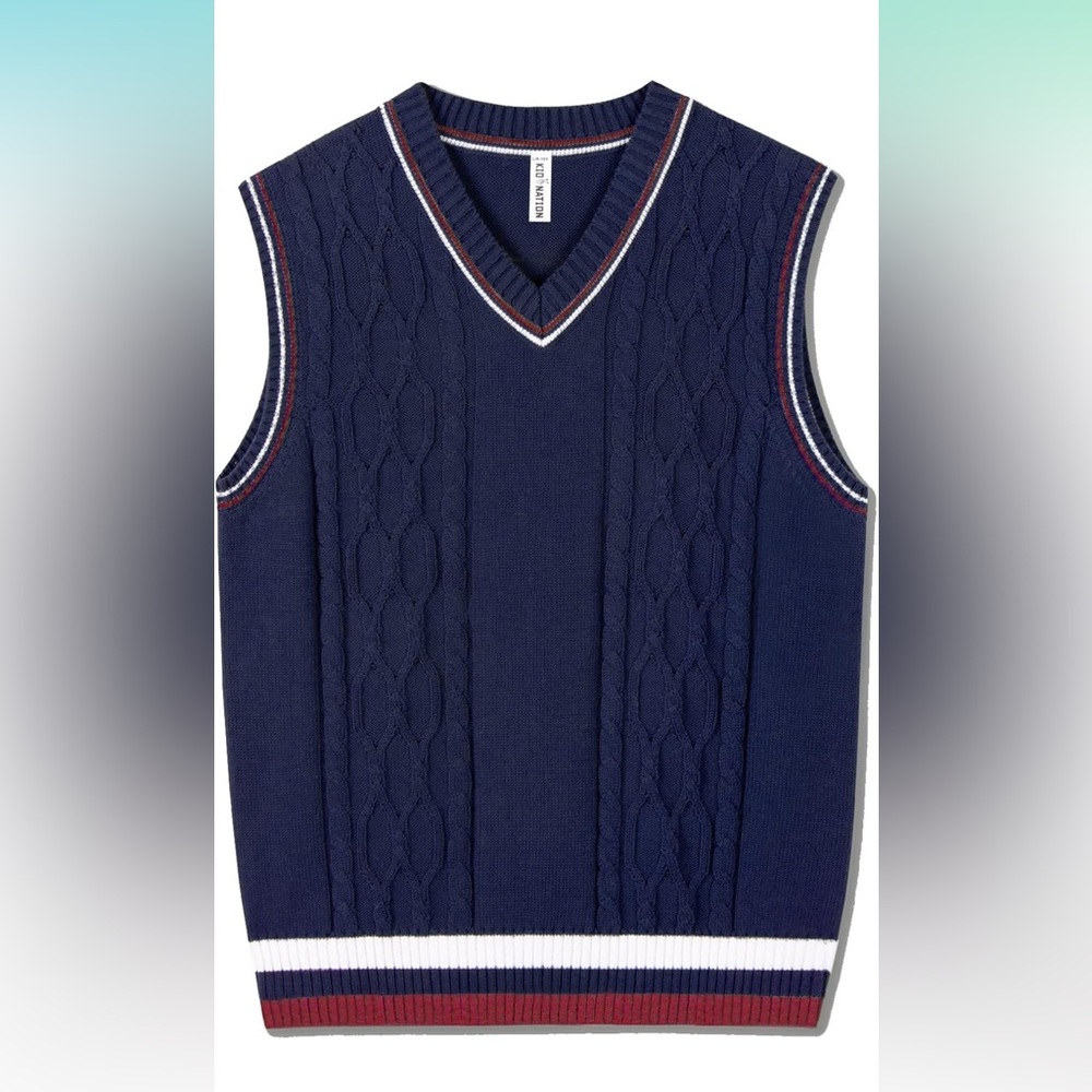 Boys Cable Knit Sweater Vest 100% Cotton Size M/7-8 NWOT